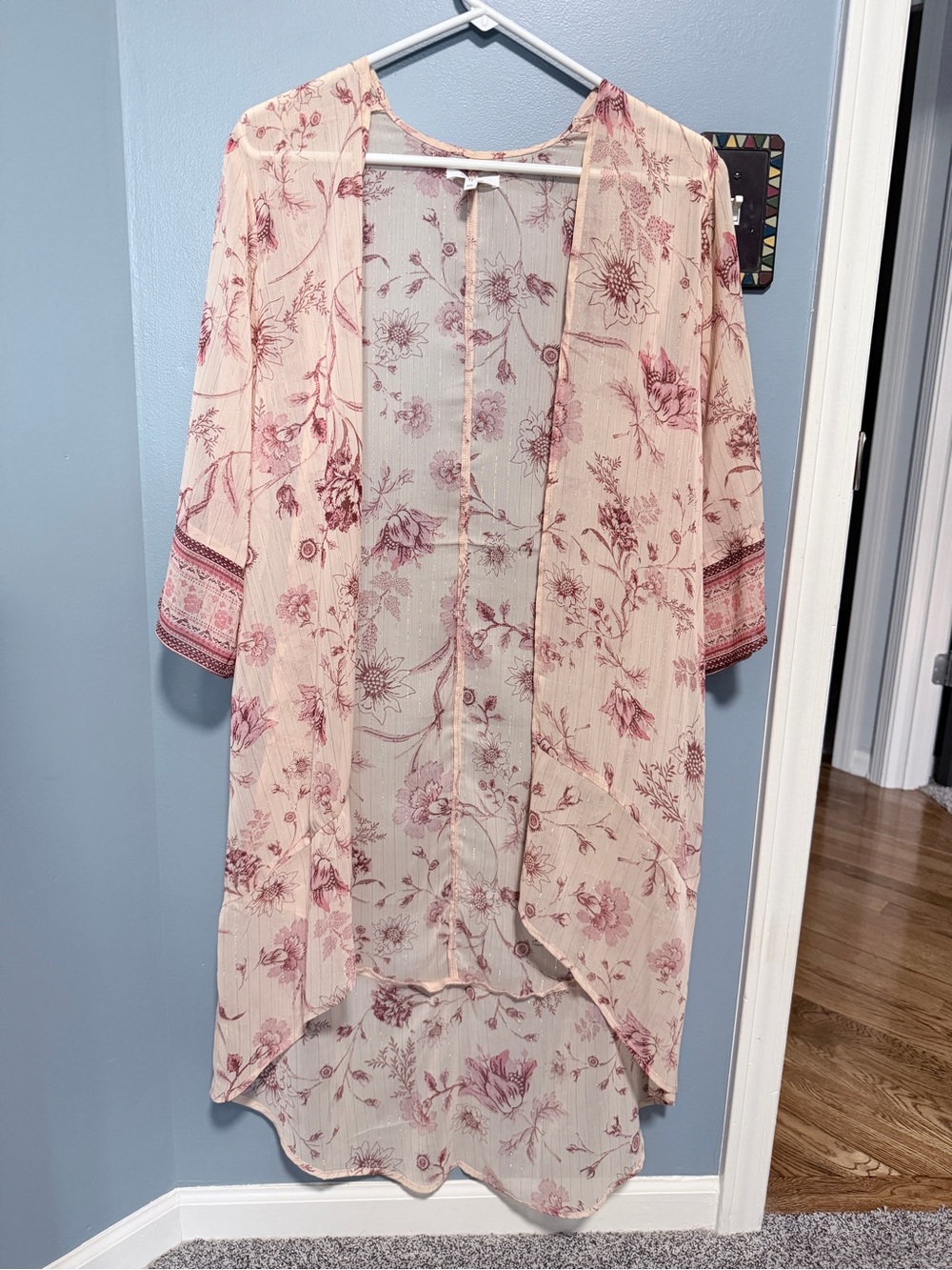 NWOT Maurice’s Sheer Floral Kimono Robe in Blush Pink